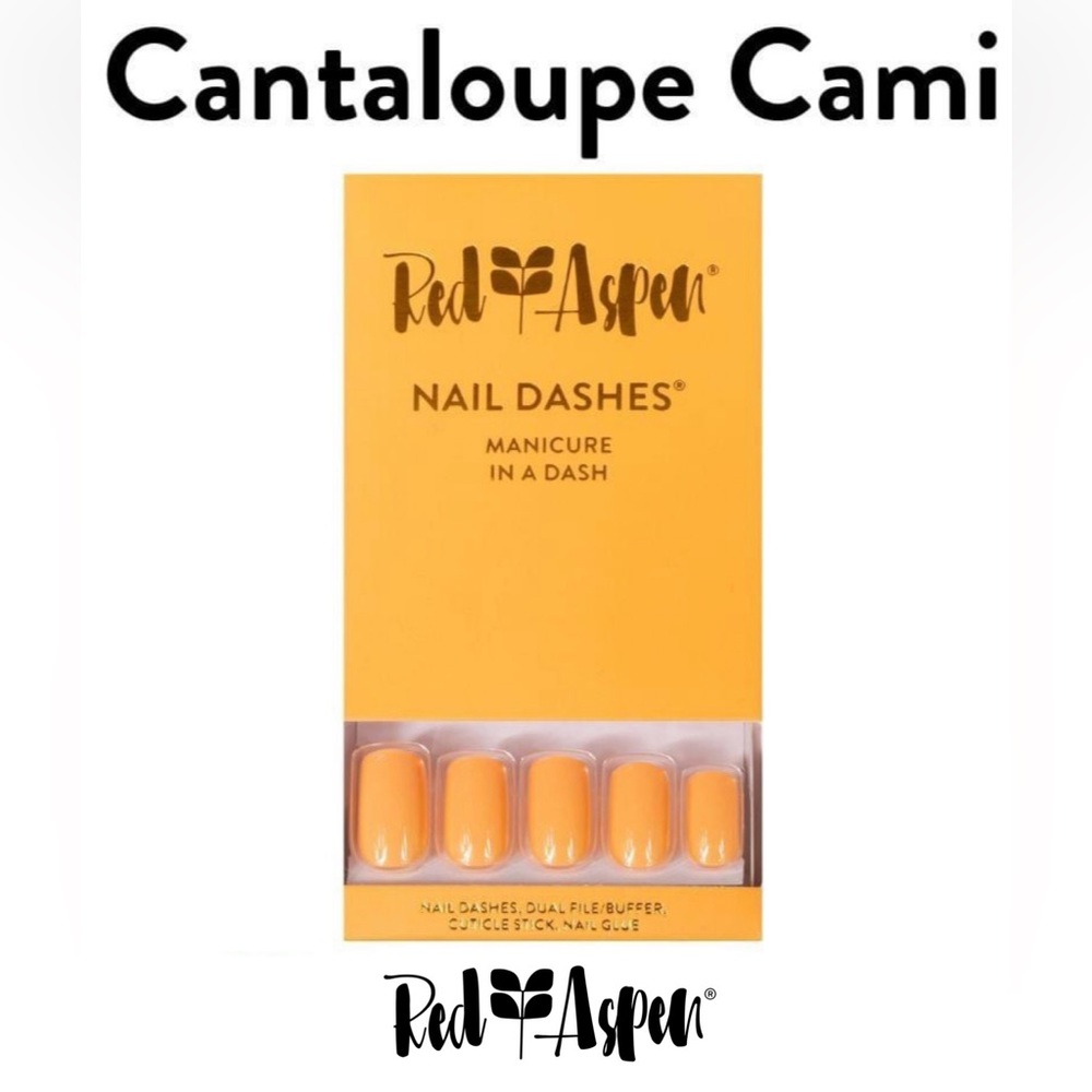 Red Aspen Nail Dashes  Cantaloupe Cami Nail Dashes medium square orange b610